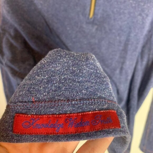 Robert Graham Men’s  Cotton Blend 1/4 Zip Heathered Blue Pullover Sweater - Picture 9 of 11